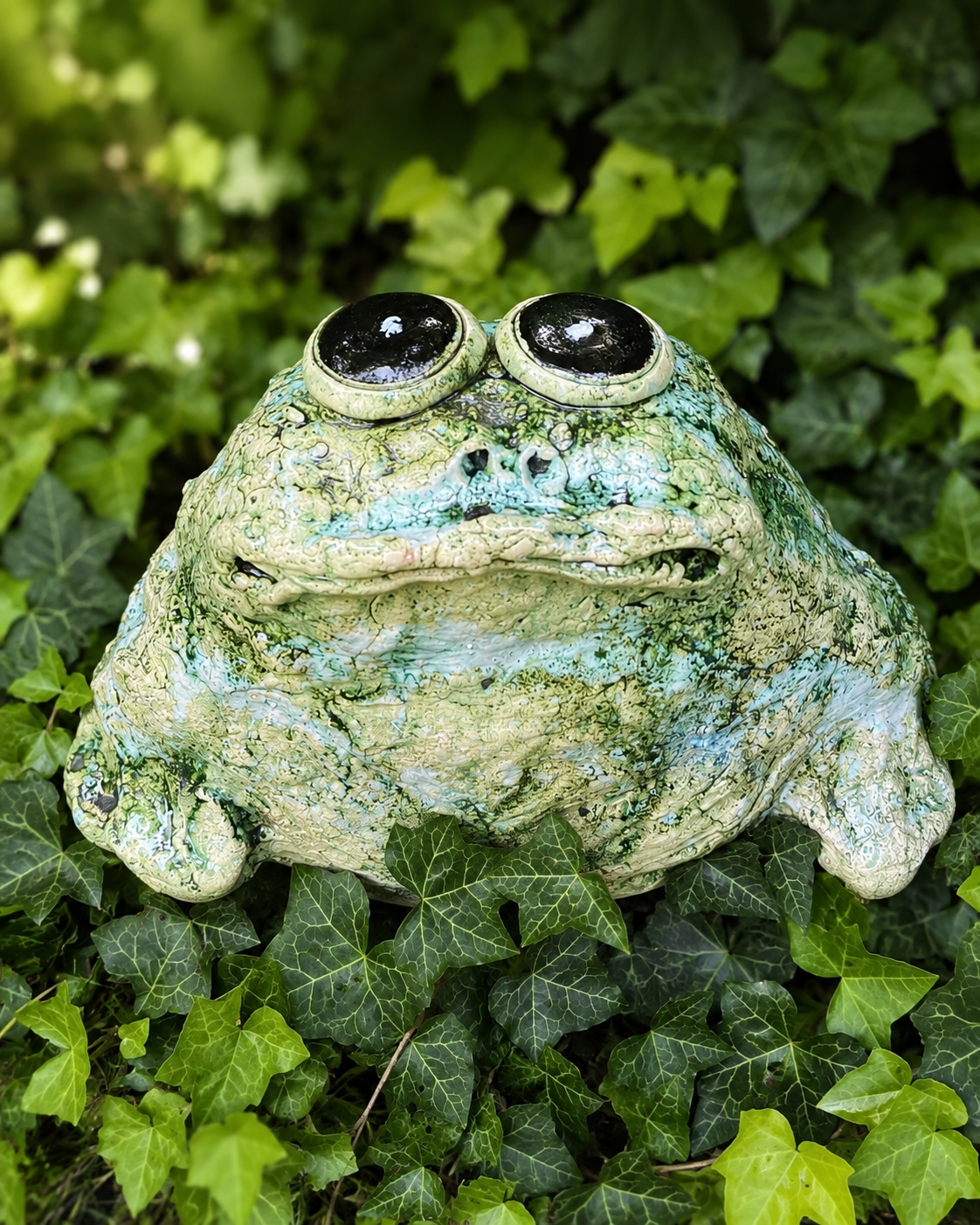 Żaba ceramiczna do ogrodu XL – ręcznie robiona figurka - obrazek 2